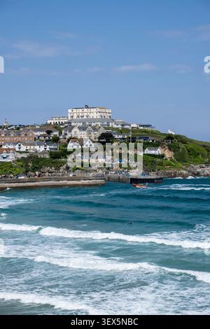 L'entrée du port de Newquay sur la côte de Newquay en Cornouailles au Royaume-Uni. Banque D'Images