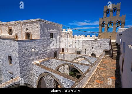 Grèce, Îles du Dodécanèse, Île de Patmos, Chora, Monastère de Saint Jean le théologien Banque D'Images
