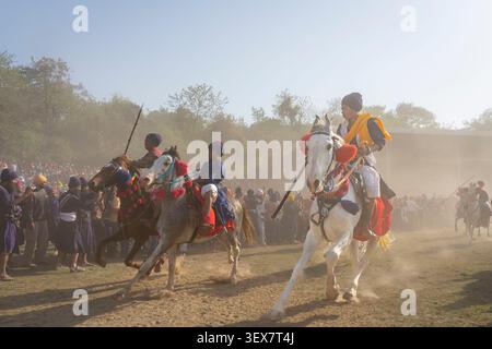 Inde, Punjab, Anandpur Sahib, Hola Mohalla est un festival annuel sikh, marqué par des expositions de guerre Banque D'Images