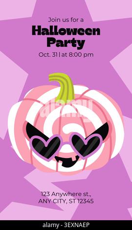 Vecteur de modèle d'invitation de partie d'Halloween violet Illustration de Vecteur