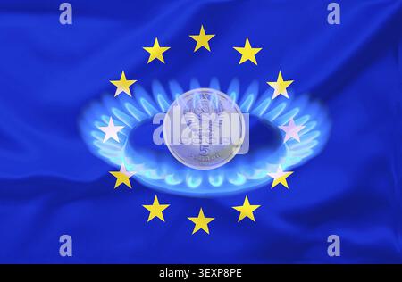 Approvisionnement en gaz de la Russie uniquement contre les roubles russes, crise énergétique, embargo, gaz naturel, Nord Stream 2, gazoduc, hausse des coûts de l'énergie, l'Europe en dépend Banque D'Images