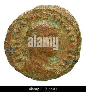Une pièce de tetradrachm d'Alexandrie, en Égypte, émise par l'empereur Maximien, un empereur romain, en 285 après JC. Banque D'Images