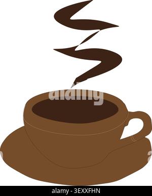 Illustration vectorielle de tasse à café minimaliste isolée sur un fond blanc, adaptée à la boisson, café, cuisine, marque, et maquettes. Illustration de Vecteur