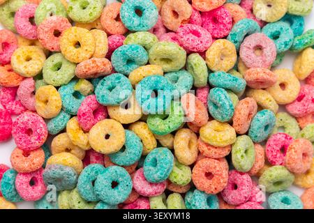 Texture des boucles de fruits colorées céréales gros plan Banque D'Images