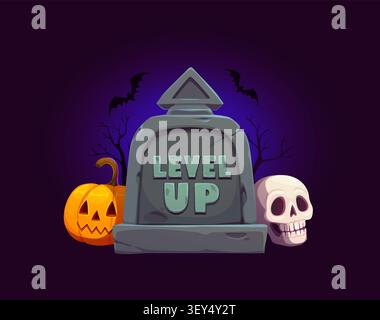 Effrayant jeu d'Halloween de niveau vers le haut rang avec tombstone Illustration de Vecteur