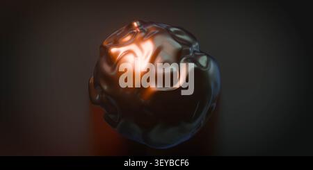 Sphère abstraite brillante avec lumière orange sur fond sombre Banque D'Images