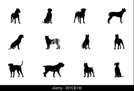 Cane Corso Dog bundle, Cane Corso silhouette de chien, Cane Corso silhouette, Cane Corso svg, Cane Corso vecteur. Illustration de Vecteur