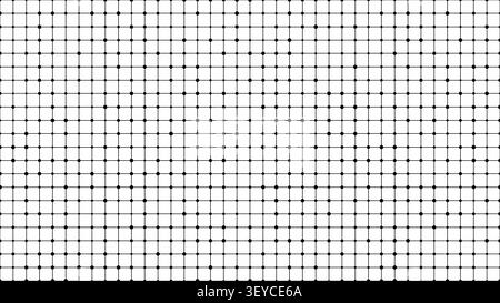 un motif de grille monochromatique minimaliste abstrait croisant des lignes noires rencontre des points variés sur fond blanc symbolisant des connexions de données complexes Illustration de Vecteur