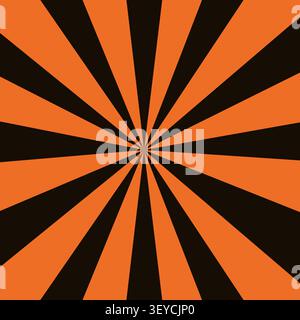 Motif solaire radial orange et noir avec rayons triangulaires convergeant au centre, conception géométrique dynamique pour les affiches Illustration de Vecteur