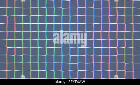 Un motif de grille comporte des lignes blanches formant des carrés sur un fond bleu foncé. Le design crée une structure visuelle simple avec des divisions claires. Banque D'Images