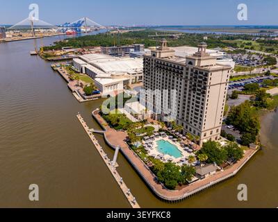 Savannah, Géorgie, États-Unis - 13 juin 2026 : image aérienne du Westin Savannah Harbor Golf Resort and Spa Banque D'Images