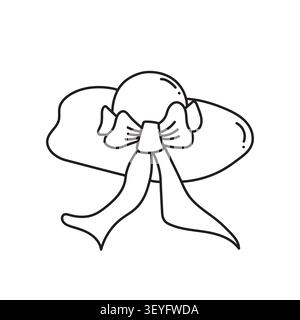 Chapeau de plage noir contour doodle isolé sur fond blanc illustration vectorielle Illustration de Vecteur