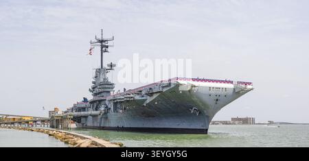 Le navire-musée USS Lexington porte-avions, à Corpus Christi, Texas, États-Unis Banque D'Images