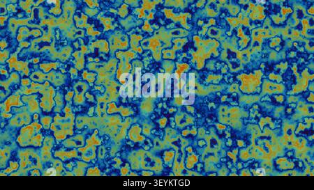 Ce visuel statique présente une texture abstraite avec des motifs bleus et orange. La conception crée une toile de fond vibrante adaptée à divers projecteurs Banque D'Images