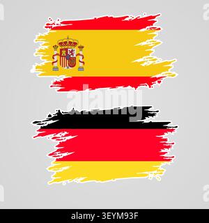 Espagne et Allemagne Grunge Brush Flag arrière-plan Abstract.Vector illustration Illustration de Vecteur