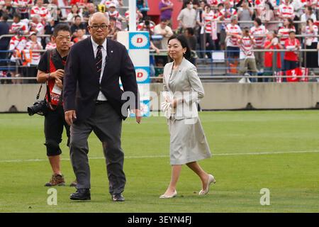 Tokyo, Japan. 4th July, 2026. Japanese Princess Akiko of Mikasa attends the Nations Championship 2026 between Japan and Italy at Prince Chichibu Memorial Rugby Stadium in Tokyo. Japan defeats Italy 27-10. (Credit Image: © Rodrigo Reyes Marin/ZUMA Press Wire) EDITORIAL USAGE ONLY! Not for Commercial USAGE! Banque D'Images