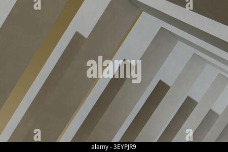 Composition géométrique abstraite avec un arrangement moderne de bandes diagonales et verticales se chevauchant dans une palette minimaliste de tons de terre discrets. Banque D'Images
