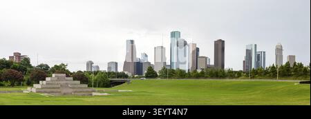 La ville de Houston au Texas, États-Unis, vu depuis le parc Buffalo Bayou Banque D'Images