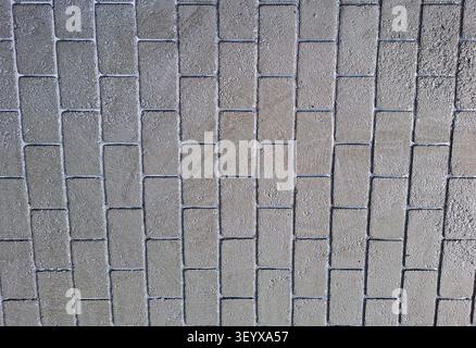 Les carreaux de pierre gris disposés dans un motif soigné fournissent un aspect propre et élégant pour divers espaces. Cette surface est idéale pour les patios, les allées, ou Banque D'Images