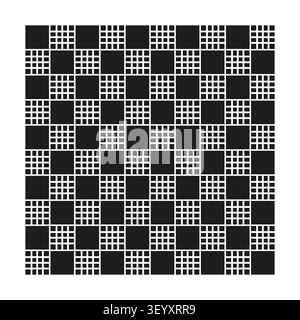 Maillage carré quadrillé avec motif vectoriel noir. Ce treillis optique géométrique représente des décors technologiques abstraits. spe 10 Illustration de Vecteur