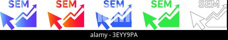 SEM Search Engine Marketing Growth Icons vol 24825 Illustration de Vecteur
