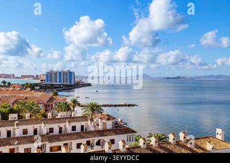 Vue aérienne de la Manga del Mar Menor, région de Murcie, Espagne Banque D'Images