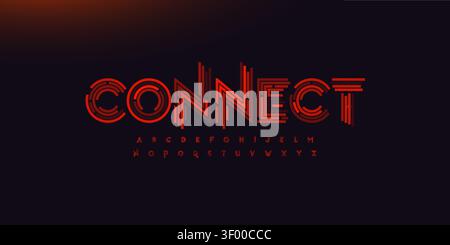 Abstract font ai Security logo Cyber Alphabet Red Stripes Letters typographie numérique, Cyber Sport Game Typographic Design pour HUD texte, Cyber Security Illustration de Vecteur