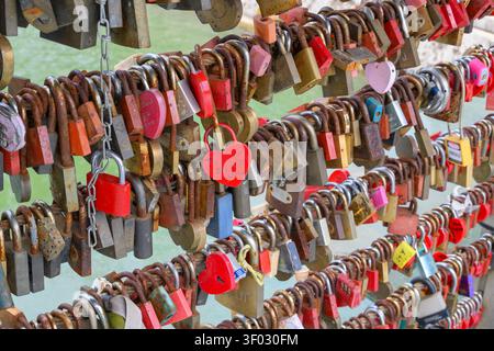 Serrures d'amour sur Butcher's Bridge, Ljubljana, Slovénie Banque D'Images