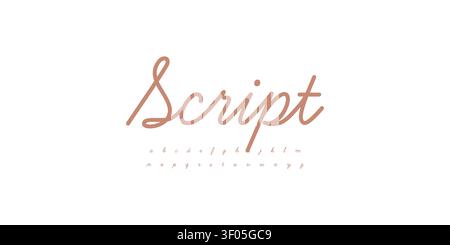 Alphabet de police élégant avec mouvement manuscrit délicat pour la marque de beauté, logo de mode, emballage de boutique et titre cosmétique premium. Salon Illustration de Vecteur