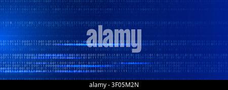 AI Data Stream Binary Code bleu large fond. Flux de données cyber sécurisé, vitesse Web Transfer Visualization Backdrop. Transformation numérique étendue Illustration de Vecteur