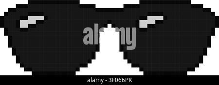 Lunettes de soleil Noire Retro Pixel Art icône Illustration de Vecteur