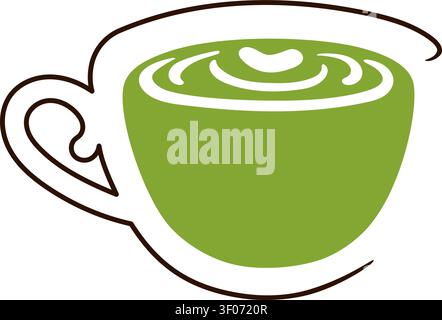Illustration vectorielle minimale Matcha Latte pour le bien-être et la conception de café Illustration de Vecteur