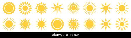 Symbole d'icône de soleil ensemble conception simple Illustration de Vecteur