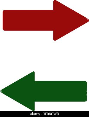 Icônes de flèche rouge et verte pointant dans des directions opposées Illustration de Vecteur
