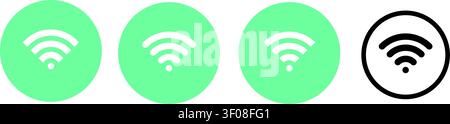 Icône de signal Wi-Fi définie avec dégradé et contour Illustration de Vecteur
