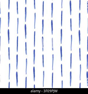 Motif avec des coups de pinceau aquarellés bleus Banque D'Images