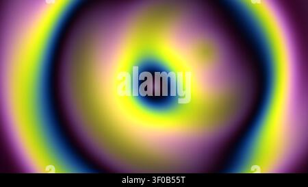 Un design circulaire met en valeur un mélange de couleurs vives dans un dégradé fluide. L'image présente un cercle sombre central entouré de teintes vives créant Banque D'Images
