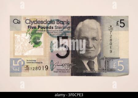 cinq (5) billets de banque Clydesdale Bank Pounds sterling, William Arrol Banque D'Images