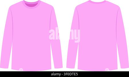 Illustration vectorielle plate de modèles de chemise à manches longues rose vierge sur fond blanc. Illustration de Vecteur