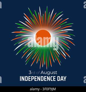 3 août, jour de l'indépendance du Niger. Drapeau de feux d'artifice colorés nigériens sur fond de ciel nocturne bleu. Fête nationale du Niger le 3 août. Jour de l'indépendance Illustration de Vecteur