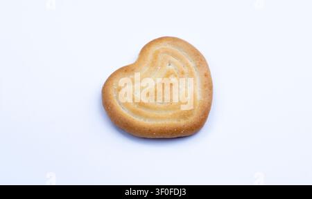 Biscuit en forme de cœur isolé sur fond blanc Banque D'Images