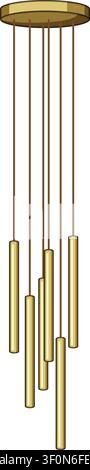 Appareil d'éclairage contemporain comportant plusieurs tubes dorés suspendus, créant un élément de décor élégant et sophistiqué idéal pour les résidences haut de gamme Illustration de Vecteur