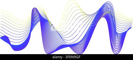 Illustration abstraite présentant plusieurs lignes ondulées dynamiques formant un maillage dégradé énergique, créant un design visuel fluide et complexe contre Illustration de Vecteur