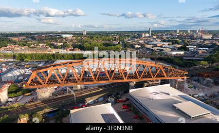 Vue par drone du pont HS2 de Bellingham en construction près de Vauxhall Road à Birmingham, Angleterre Banque D'Images