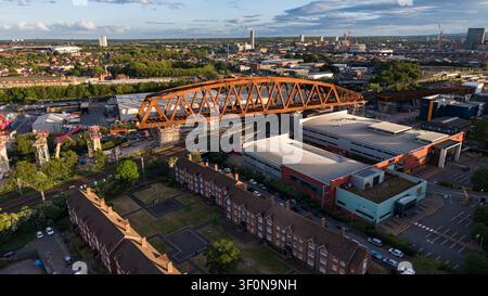 Vue aérienne de l'installation du pont HS2 Bellingham à Birmingham Banque D'Images