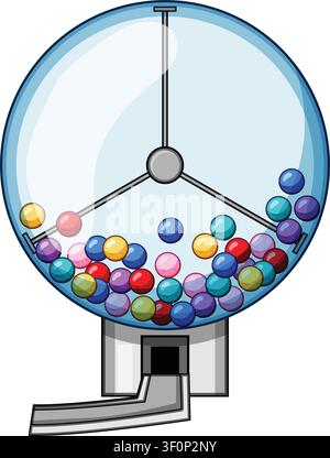 Machine de tirage de loterie colorée avec plusieurs balles Illustration de Vecteur