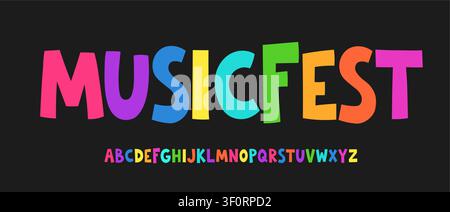 Alphabet de police de carnaval pour fête d'enfants. Typographie ludique design pour enfants police festive conception vectorielle Illustration de Vecteur
