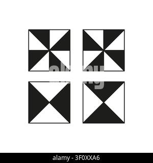 Ensemble de vecteurs noir en carreaux carrés géométriques. Cette épinglette triangulaire abstraite complète les mises en page d'art moderne simples. eps 10 Illustration de Vecteur