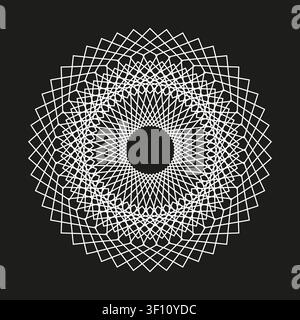 Spirographie géométrique blanche sur fond vectoriel sombre. Motif mandala abstrait en forme d'étoile améliore les projets artistiques complexes. eps 10 Illustration de Vecteur