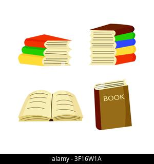 Icônes de livres colorés pour l'éducation, les bibliothèques, les applications de lecture, les blogs Illustration de Vecteur